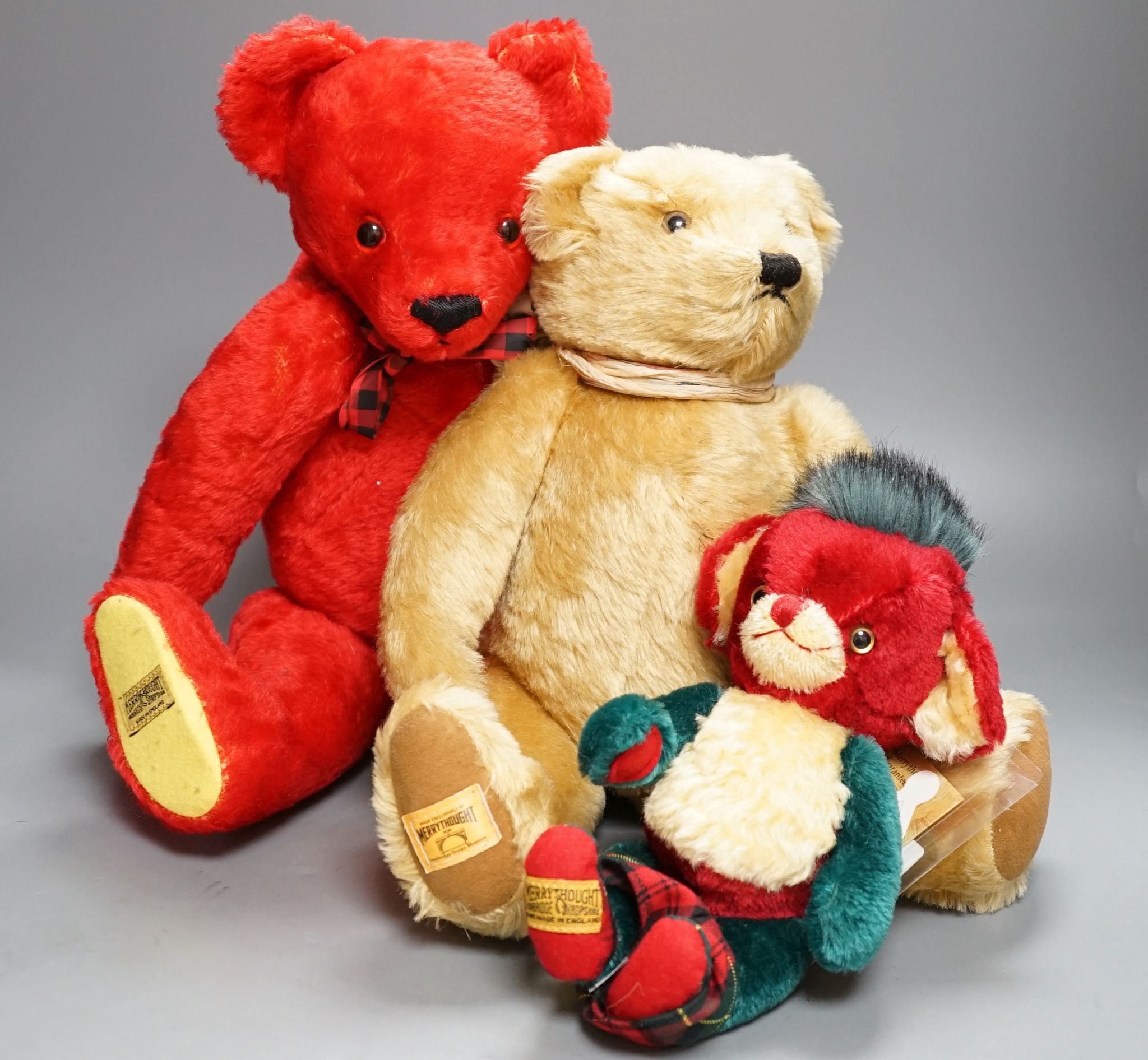 Eight Merrythought Limited Edition bears including Cheeky Punky Highlander, Jack-in-the-box Limited Edition Spaniel